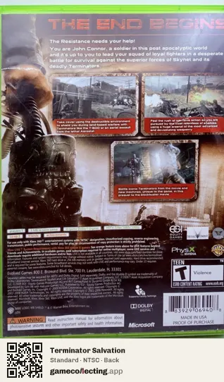 Terminator Salvation Xbox 360, NTSC box back