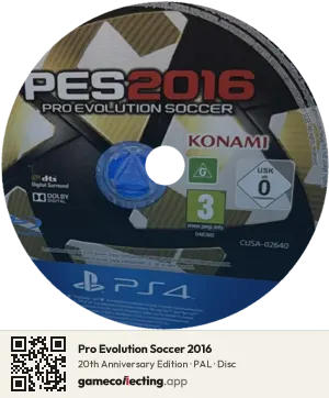 Pro Evolution Soccer 2016 PlayStation 4, PAL disc