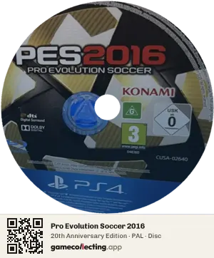 Pro Evolution Soccer 2016 PlayStation 4, PAL disc