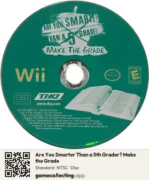 Are You Smarter Than a 5th Grader? Make the Grade Nintendo Wii, NTSC disc