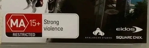 Just Cause 2, the Australian classification mark on its front