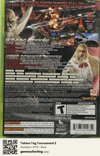 Tekken Tag Tournament 2 Xbox 360, NTSC box back