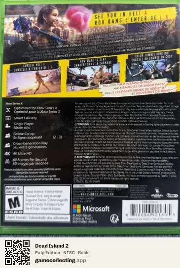 Dead Island 2 Xbox Series X, NTSC box back