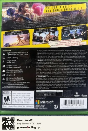 Dead Island 2 Xbox Series X, NTSC box back