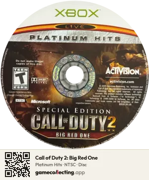Call of Duty 2: Big Red One Xbox, NTSC disc