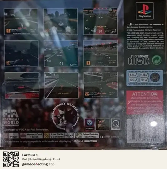 Formula 1 PlayStation, United Kingdom box front