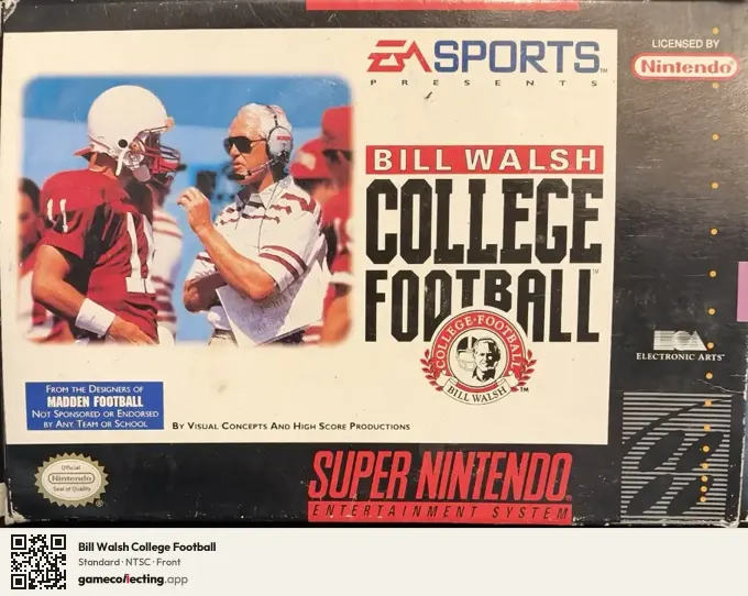 Bill Walsh College Football Super Nintendo Entertainment System, NTSC box front