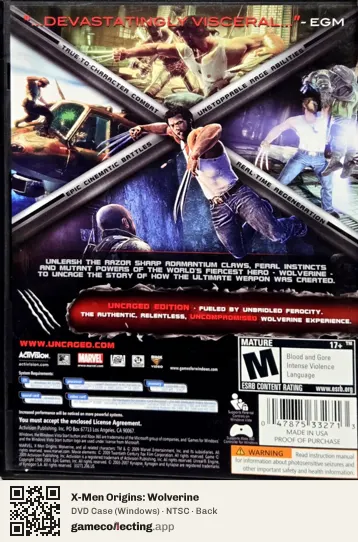 X-Men Origins: Wolverine Computer, NTSC box back