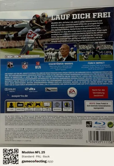 Madden NFL 25 PlayStation 3, PAL box back