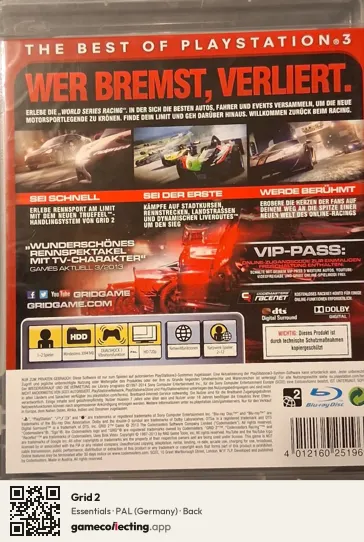 Grid 2 PlayStation 3, Germany box back
