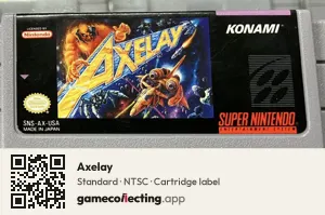 Axelay Super Nintendo Entertainment System, NTSC cartridge label