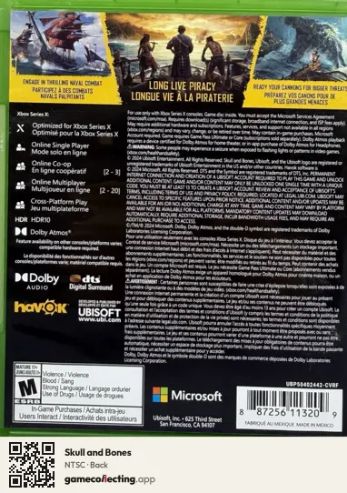 Skull and Bones Xbox Series X, NTSC box back