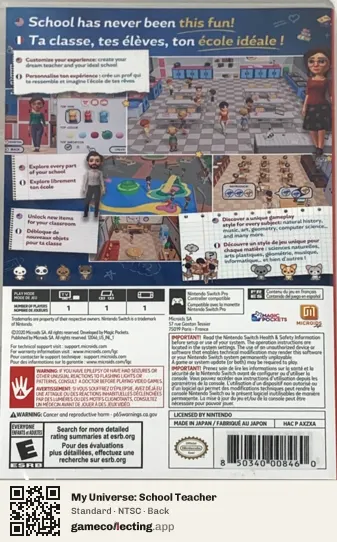My Universe: School Teacher Nintendo Switch, NTSC box back