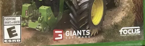 Farming Simulator 19, the ESRB box on its front