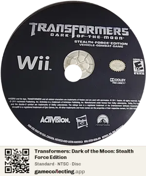 Transformers: Dark of the Moon: Stealth Force Edition Nintendo Wii, NTSC disc