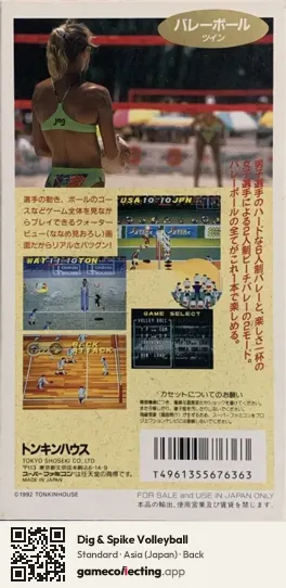 Dig & Spike Volleyball Super Nintendo Entertainment System, Asia box back