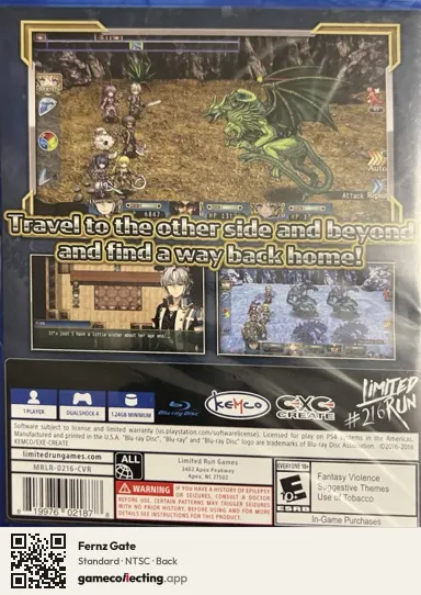 Fernz Gate PlayStation 4, NTSC box back