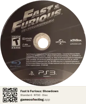 Fast & Furious: Showdown PlayStation 3, NTSC disc