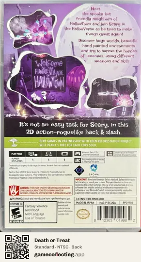 Death or Treat Nintendo Switch, NTSC box back
