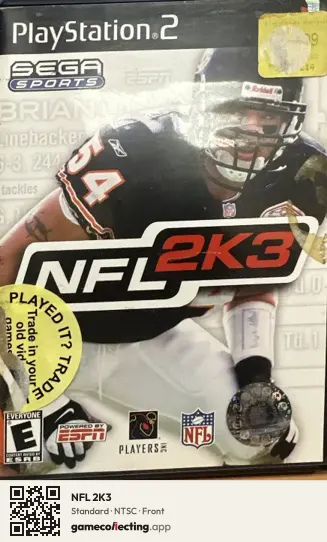 NFL 2K3 PlayStation 2, NTSC box front