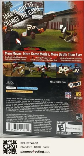 NFL Street 3 PlayStation Portable, NTSC box back