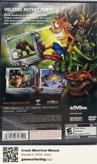 Crash: Mind Over Mutant PlayStation 2, NTSC box back