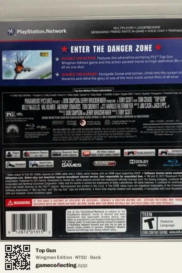 Top Gun PlayStation 3, NTSC box back