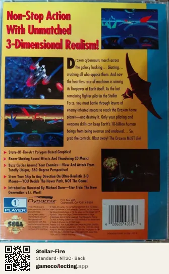 Stellar-Fire Sega Mega-CD / Sega CD, NTSC box back