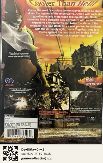 Devil May Cry 2 PlayStation 2, NTSC box back