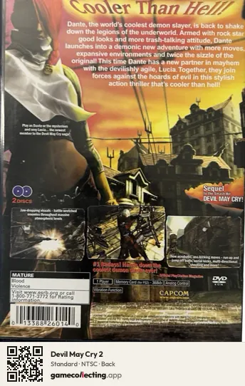 Devil May Cry 2 PlayStation 2, NTSC box back