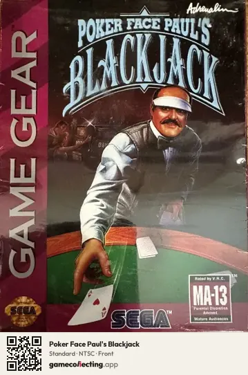 Poker Face Paul's Blackjack Sega Game Gear, NTSC box front