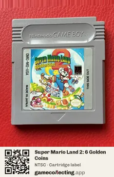 Super Mario Land 2: 6 Golden Coins Game Boy, NTSC cartridge label