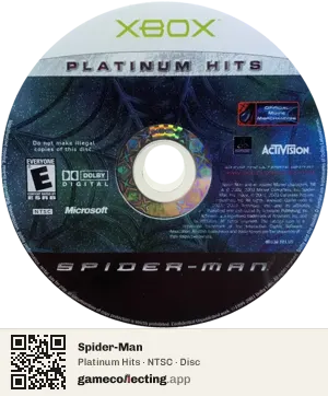 Spider-Man Xbox, NTSC disc