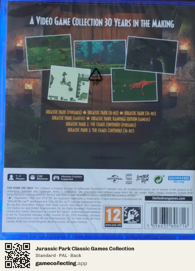 Jurassic Park Classic Games Collection PlayStation 5, PAL box back