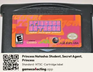 Princess Natasha: Student, Secret Agent, Princess Game Boy Advance, NTSC cartridge label