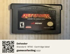 Defender Game Boy Advance, NTSC cartridge label