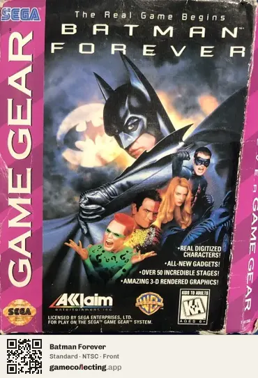 Batman Forever Sega Game Gear, NTSC box front