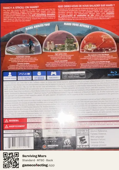 Surviving Mars PlayStation 4, NTSC box back