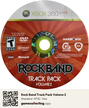 Rock Band Track Pack Volume 2 Xbox 360, NTSC disc