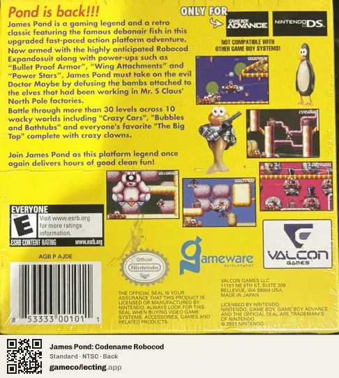 James Pond: Codename Robocod Game Boy Advance, NTSC box back
