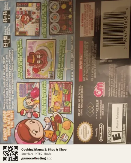 Cooking Mama 3: Shop & Chop Nintendo DS, NTSC box back