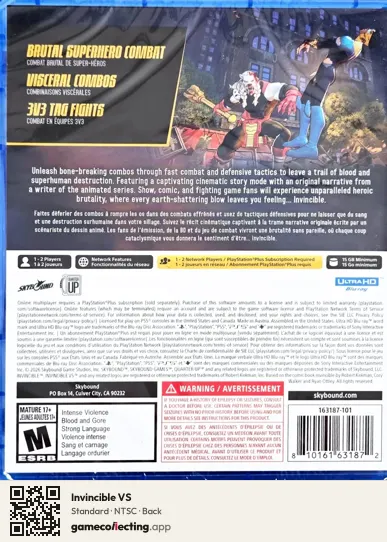 Invincible VS PlayStation 5, NTSC box back