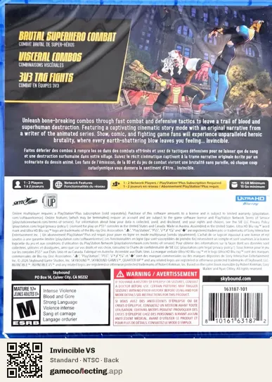 Invincible VS PlayStation 5, NTSC box back