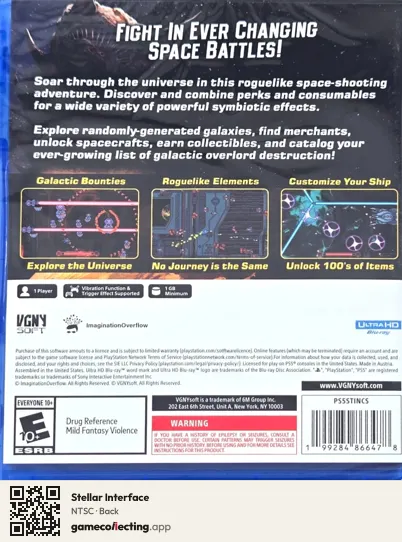 Stellar Interface PlayStation 5, NTSC box back