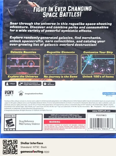 Stellar Interface PlayStation 5, NTSC box back