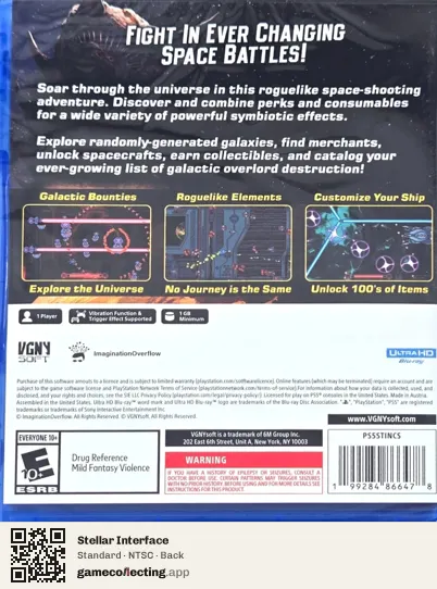 Stellar Interface PlayStation 5, NTSC box back