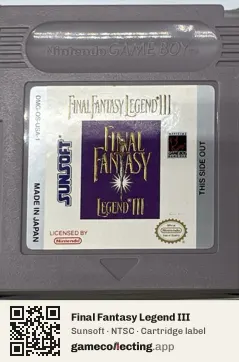 Final Fantasy Legend III Game Boy, NTSC cartridge label