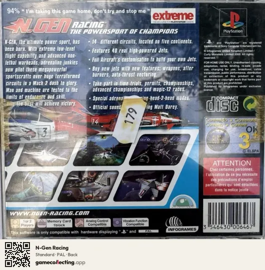 N-Gen Racing PlayStation, PAL box back
