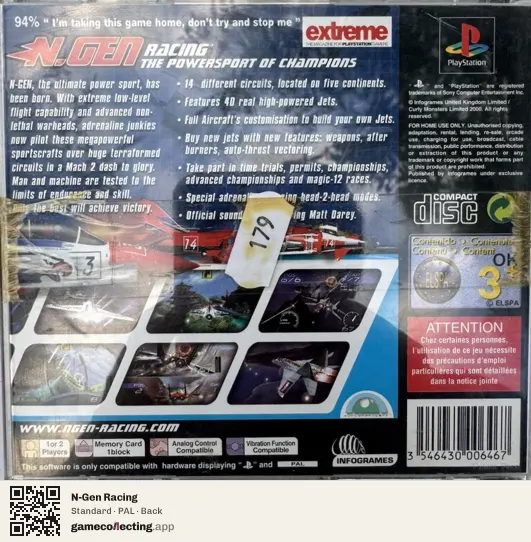 N-Gen Racing PlayStation, PAL box back