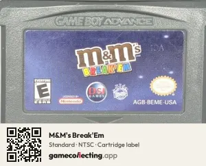 M&M's Break'Em Game Boy Advance, NTSC cartridge label